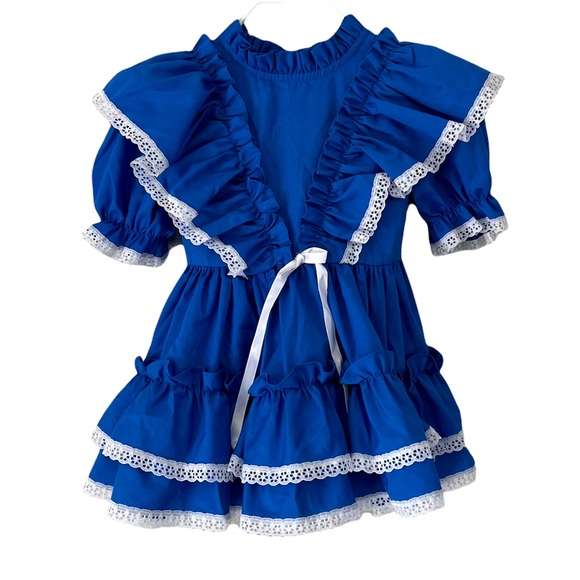 Vintage Kandy Ann Cobalt Blue With White Lace Trim Size 3T - Picture 1 of 6